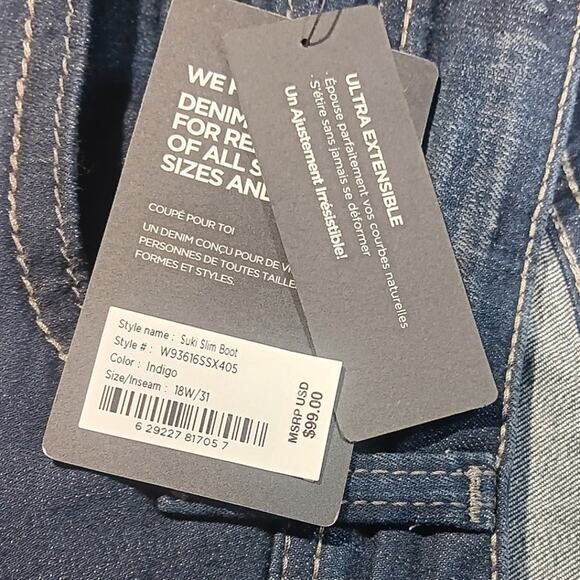 Silver Jeans Suki Curvy Mid Rise Slim Boot Dark Wash Women’s Jeans 18W/31 NWT - Picture 4 of 7